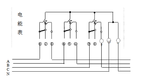 三相四线直接接入式电能表接线图