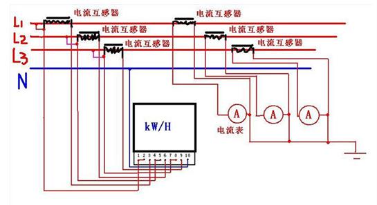 三相电能表接线图 威胜DTS343-3三相有功电能表接线图